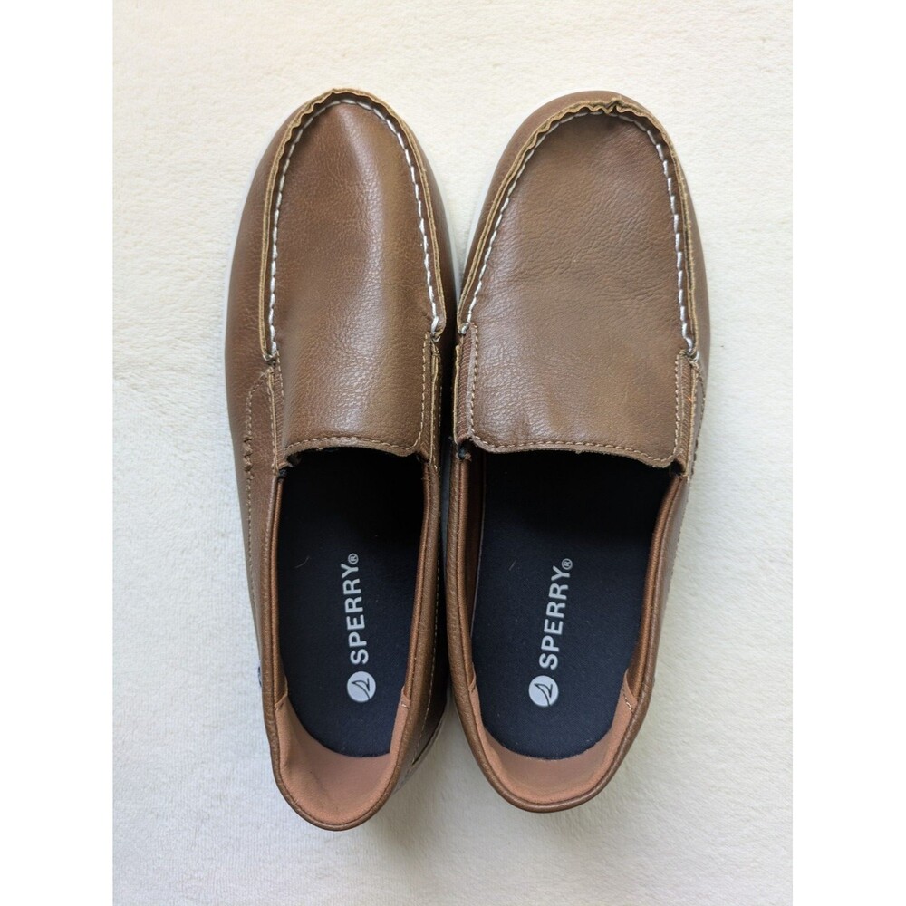 Sperry Boy’s Slip-On Loafer Shoes Brown Faux Leather Size US 5M Round Toe